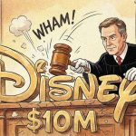 Disney logo with FTC seal and settlement agreement document