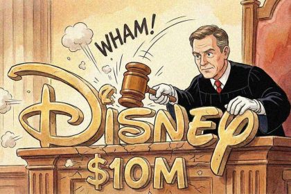 Disney logo with FTC seal and settlement agreement document